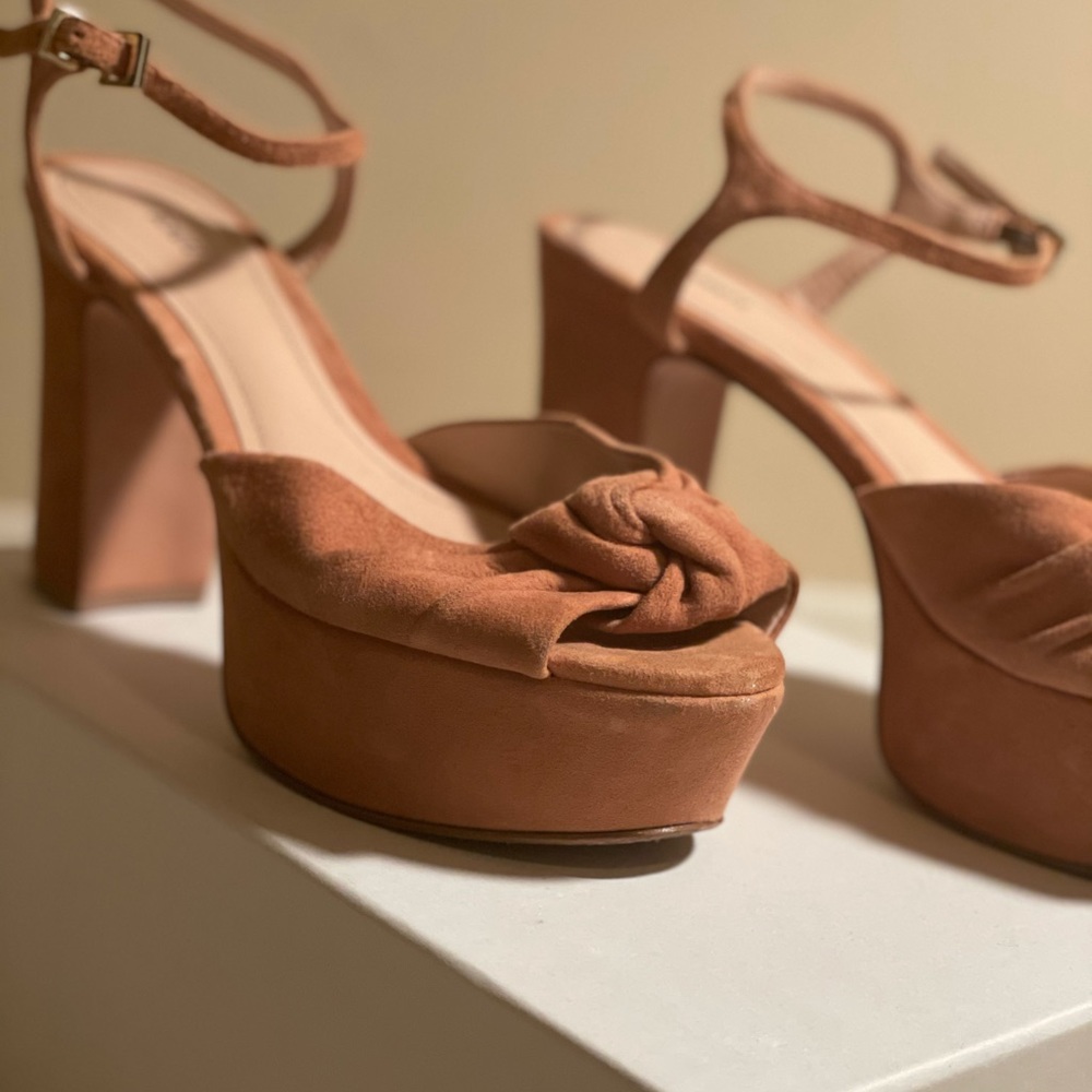 Schutz Blush Suede Platform Heels